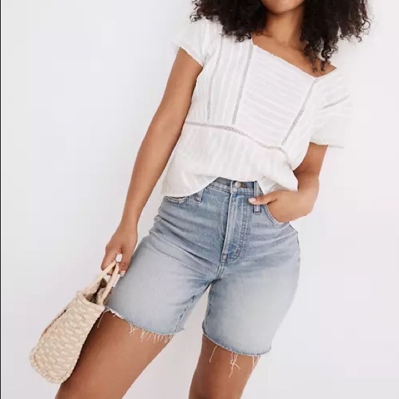 Madewell high-rise denim mid-length shorts - Picture 1 of 12